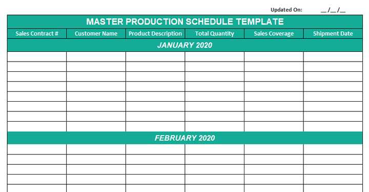 monthly production calendar template