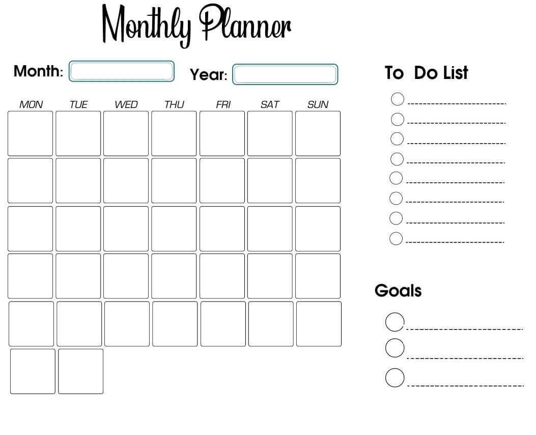 monthly schedule calendar template