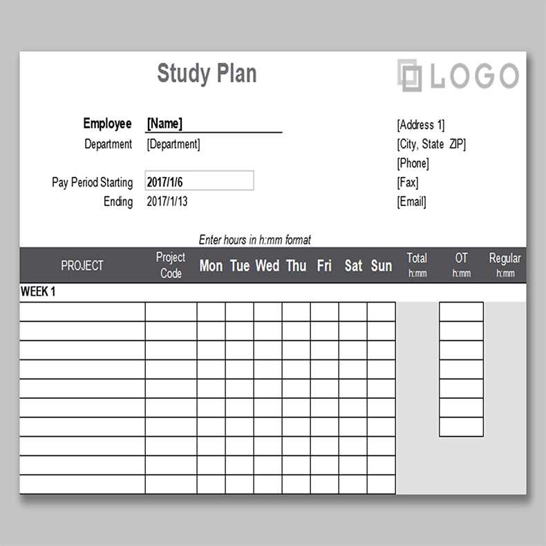 monthly study calendar template