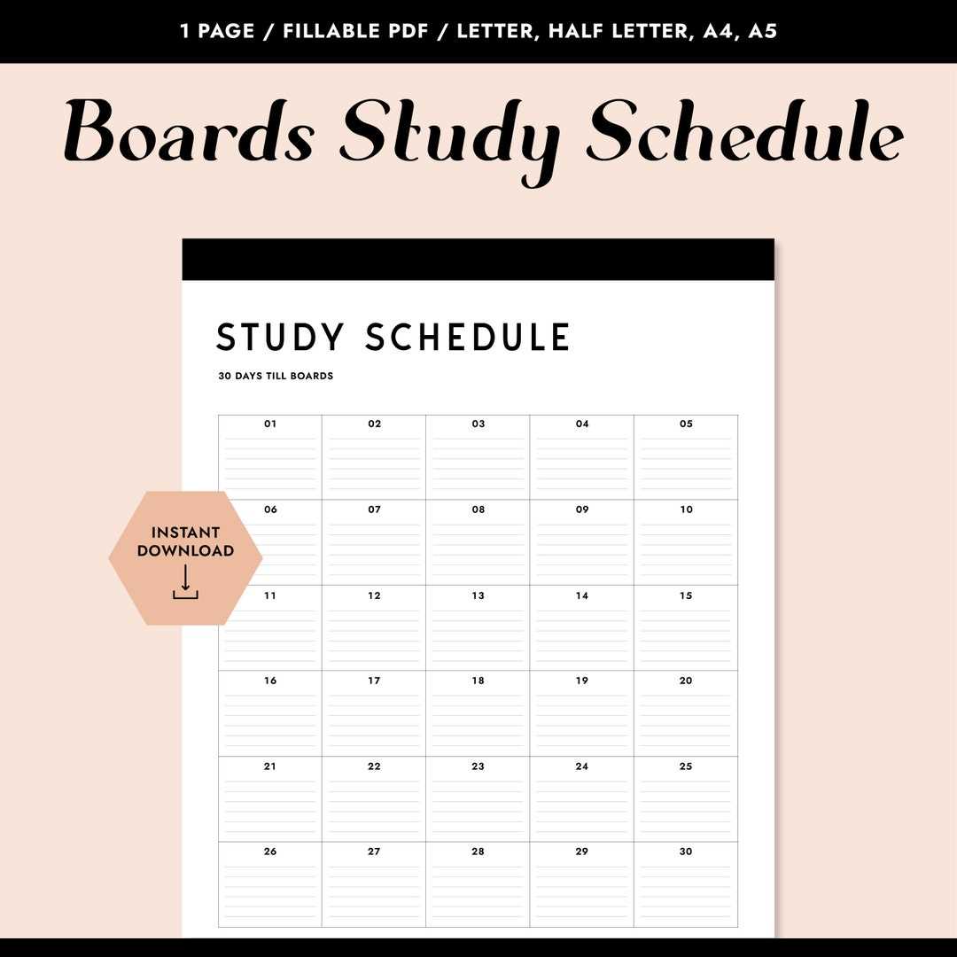 monthly study calendar template