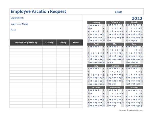 monthly vacation calendar template