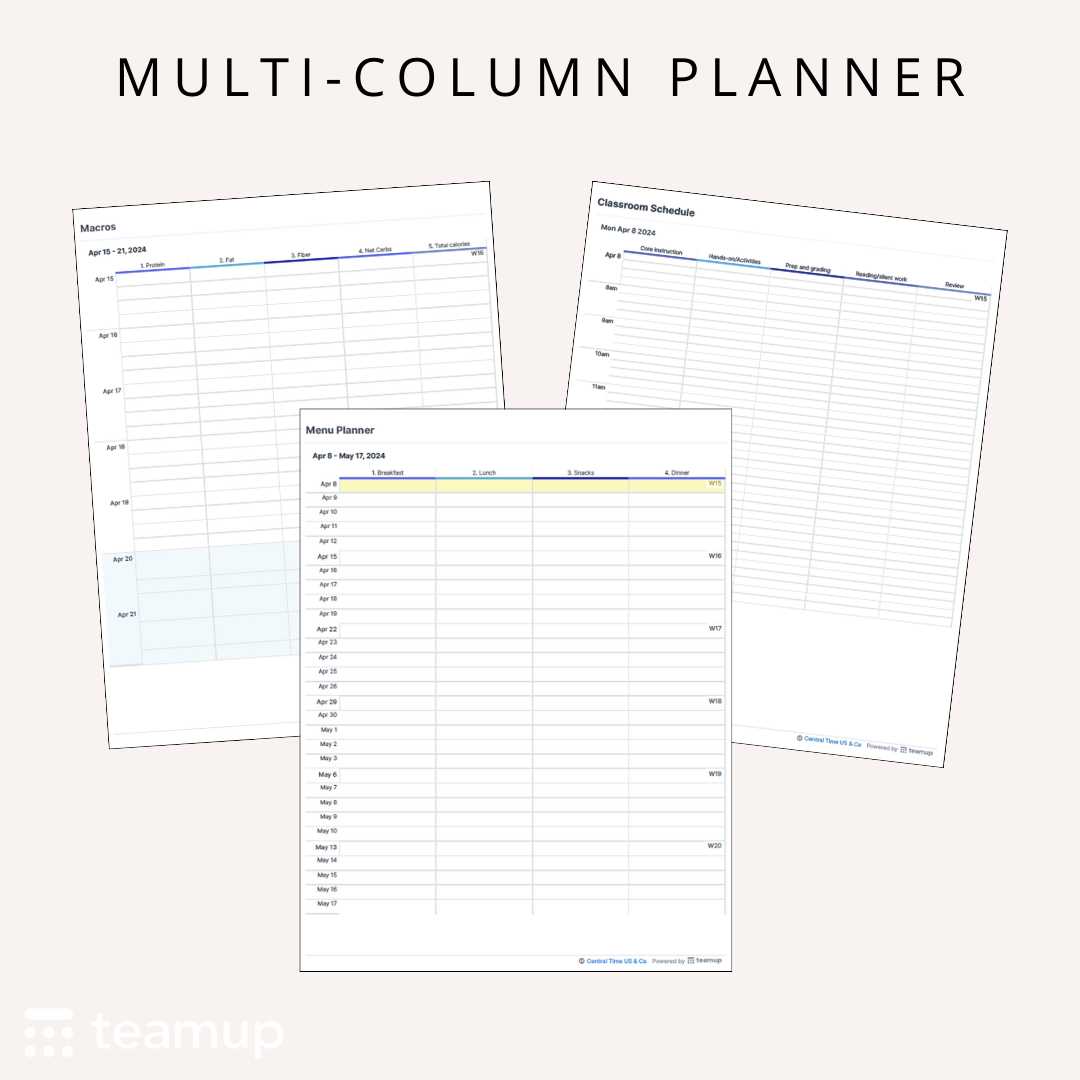 multi person calendar template