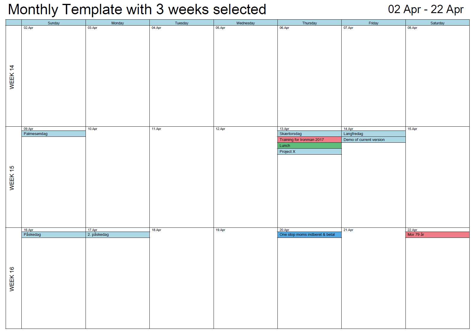 multi week calendar template