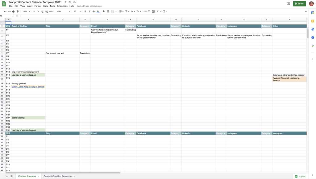 newsletter editorial calendar template