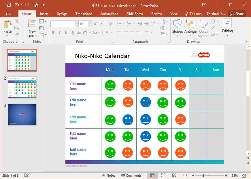 niko niko calendar template