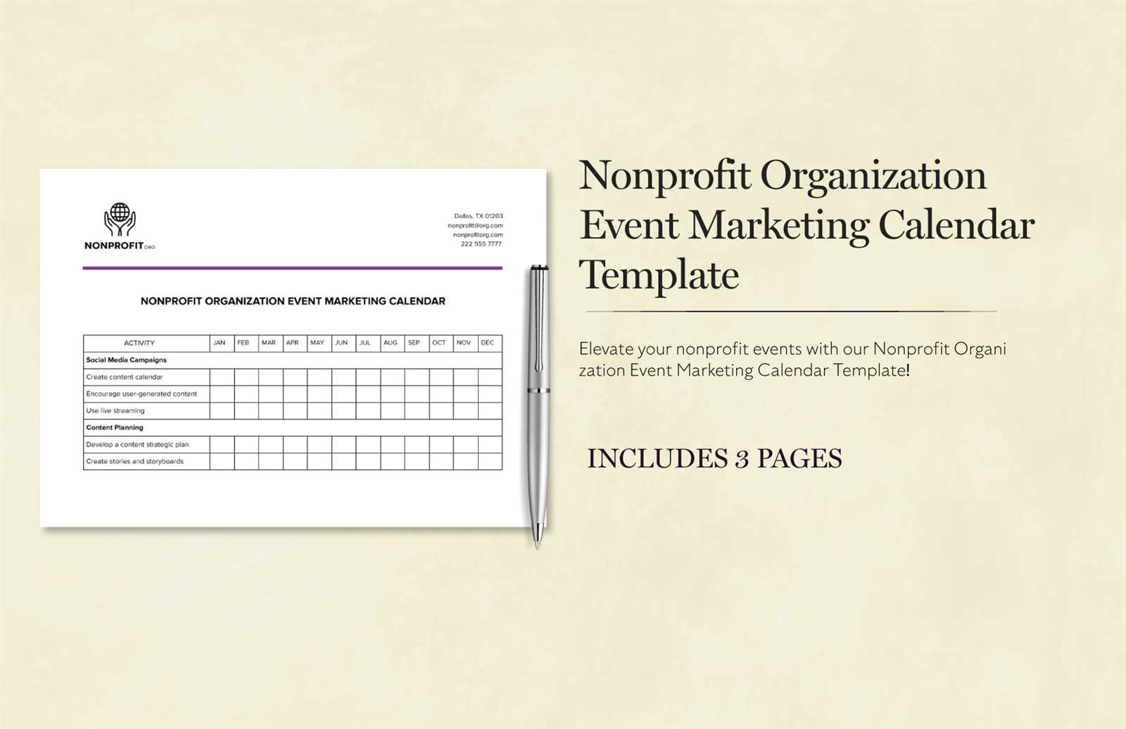 nonprofit board calendar template