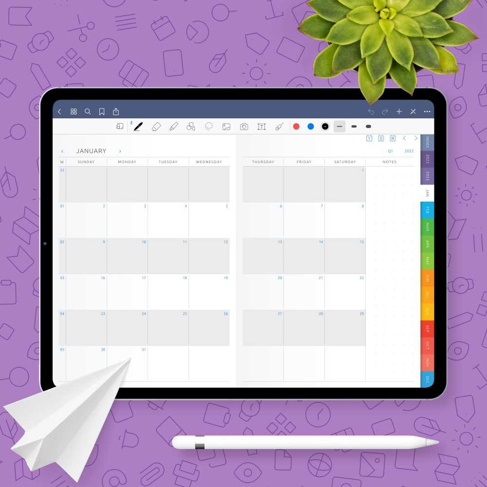 notability monthly calendar template free