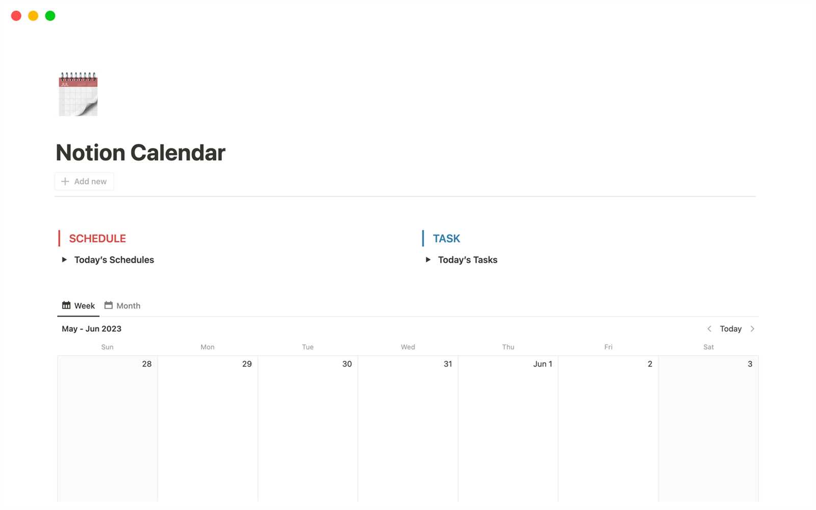 notion calendar template