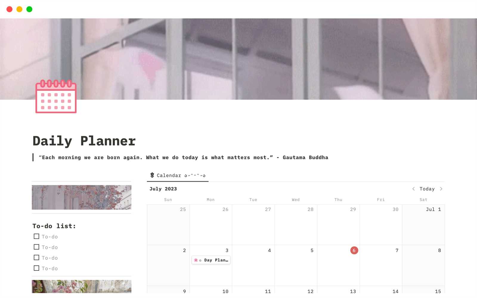 notion calendar template