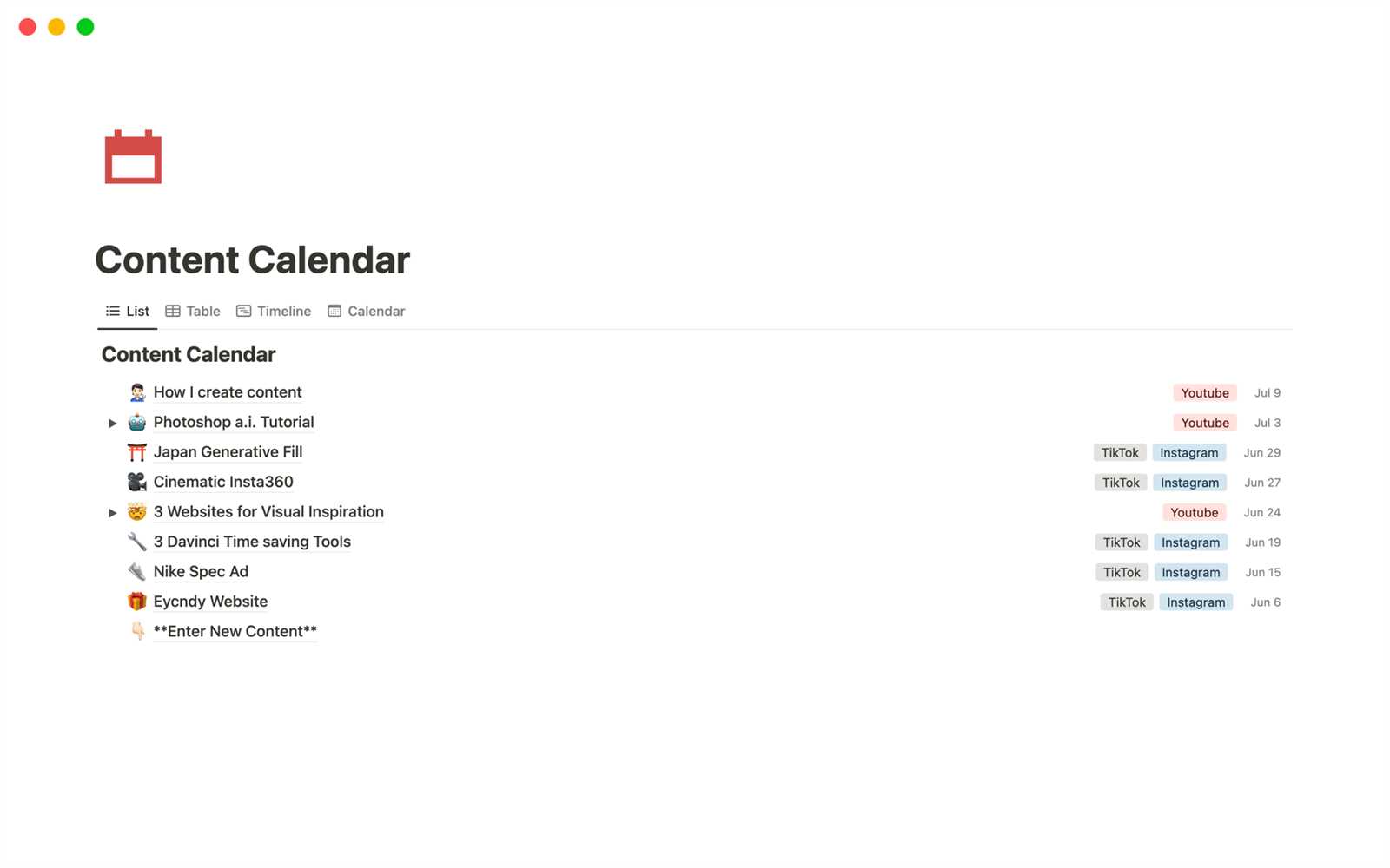 notion calendar template