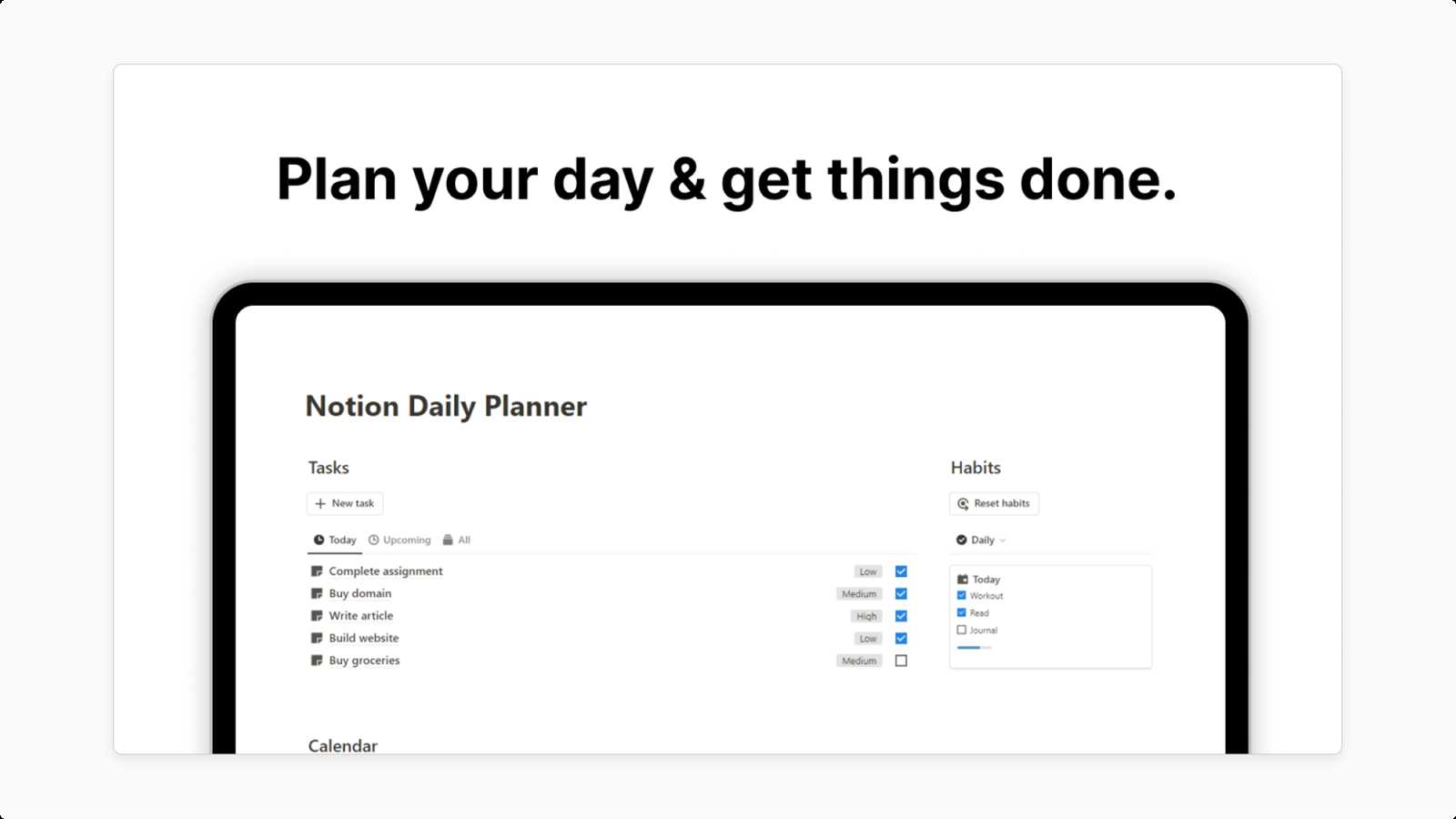 notion daily calendar template