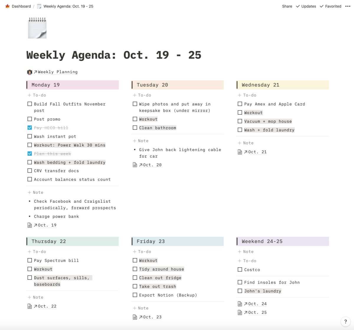 notion daily calendar template