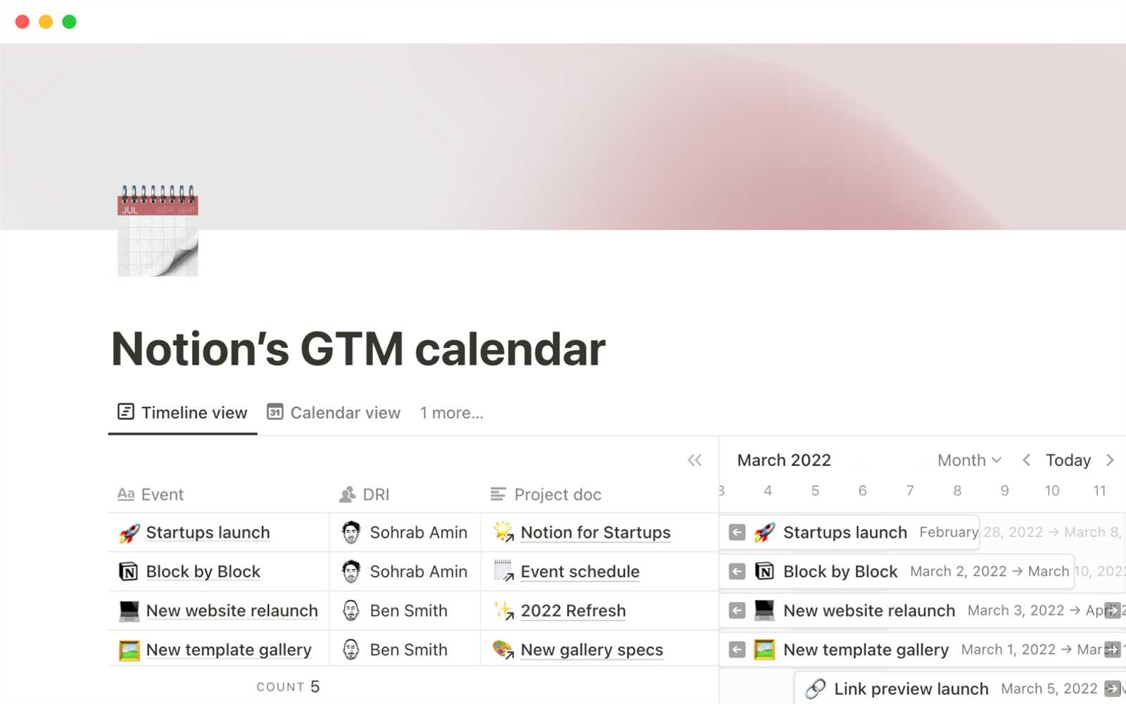 notion template calendar free