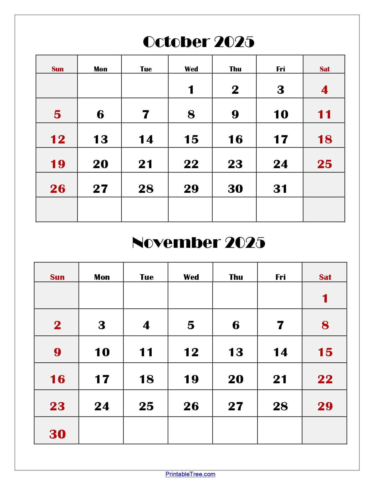 november blank calendar template 2025