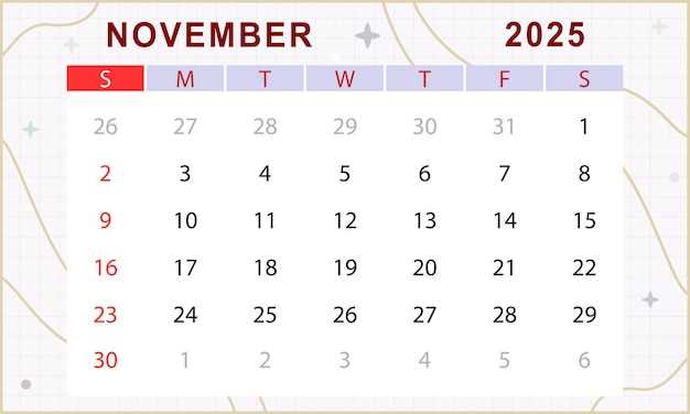 november calendar template 2025