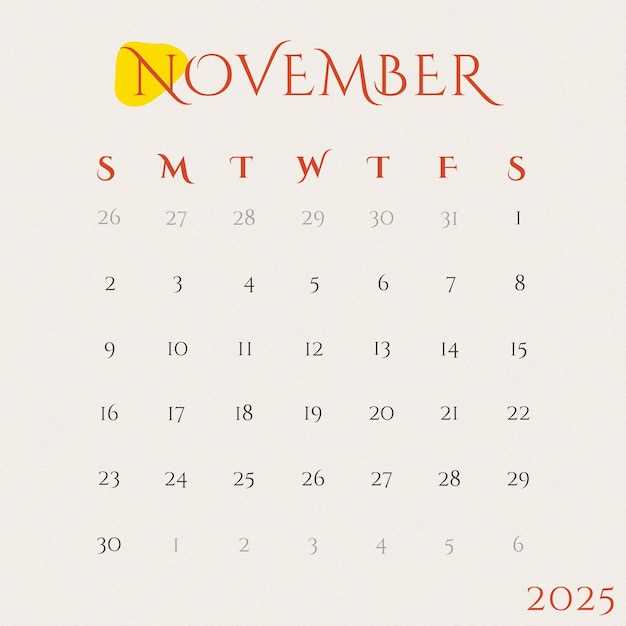 november calendar template 2025