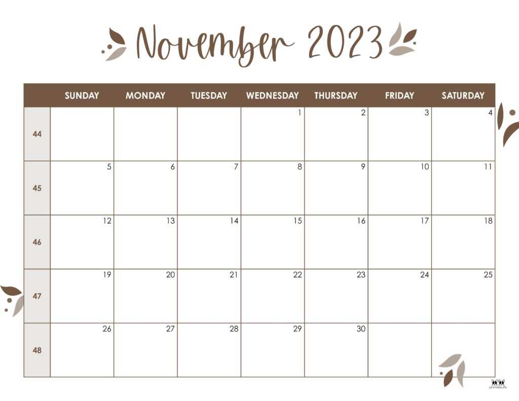 november calendar template free