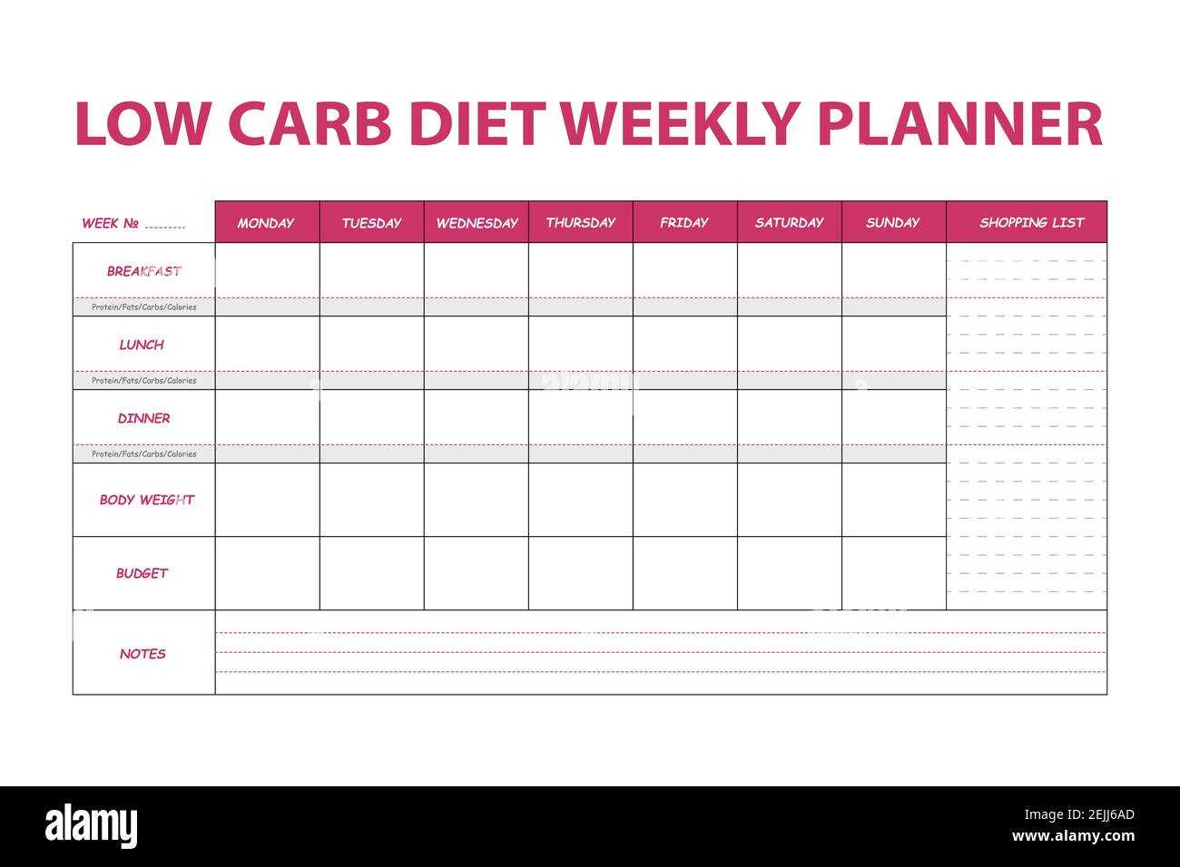 nutrition calendar template