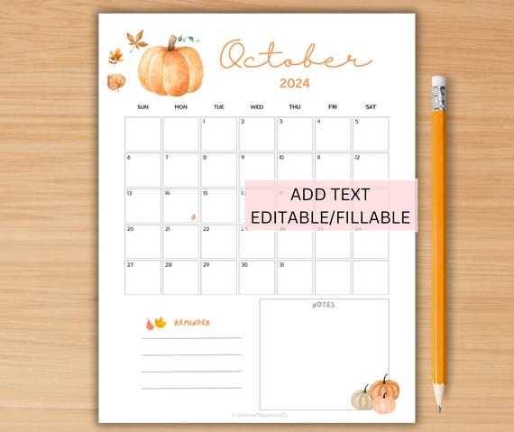 october 2026 calendar template editable