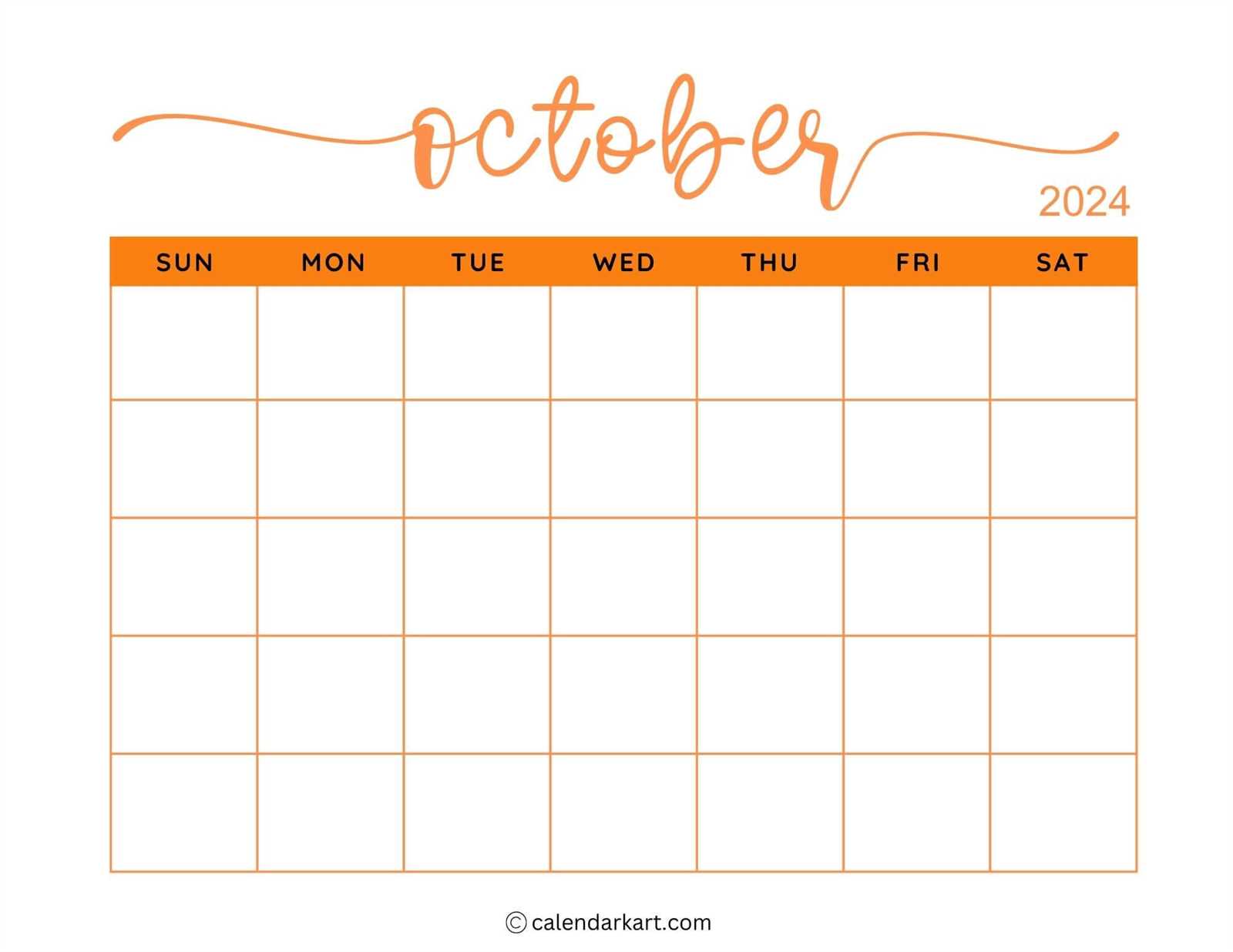 october blank calendar template