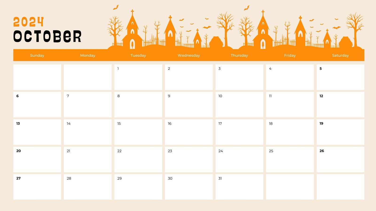 october blank calendar template