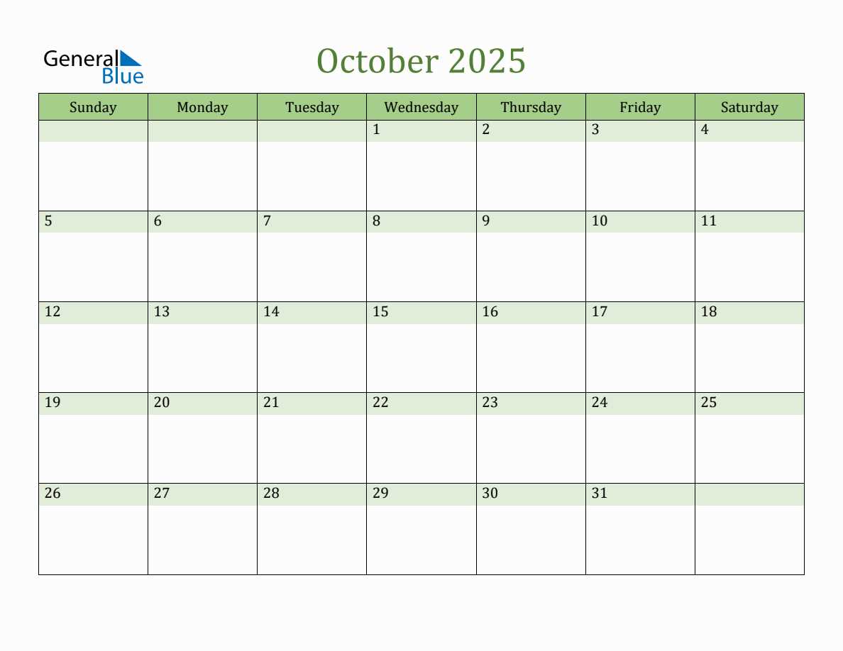 october calendar template 2025