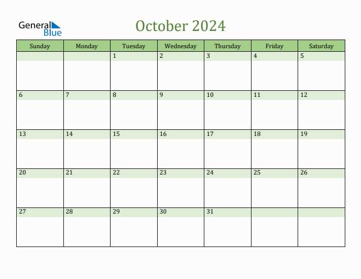 october calendar template free