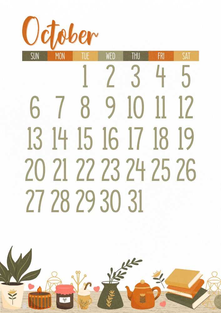 october free calendar template