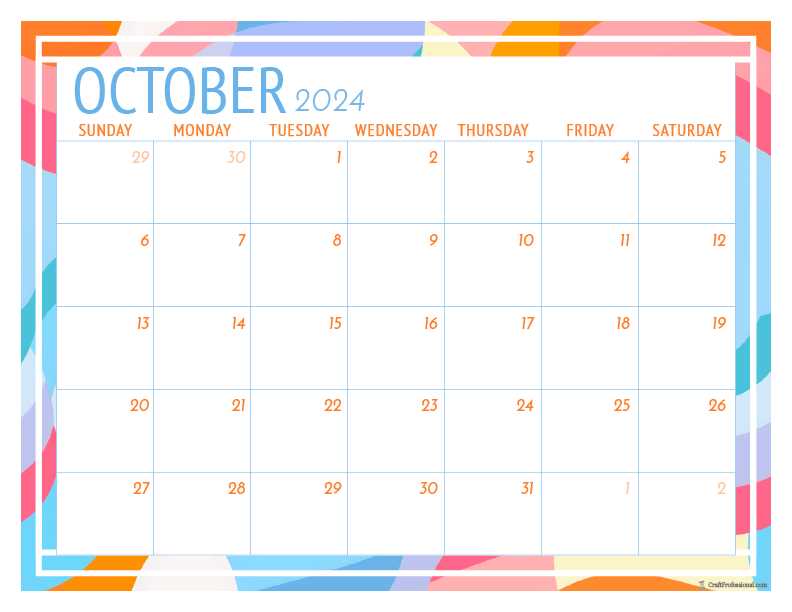 october free calendar template