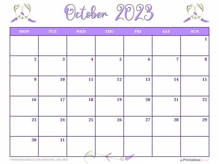 october free calendar template