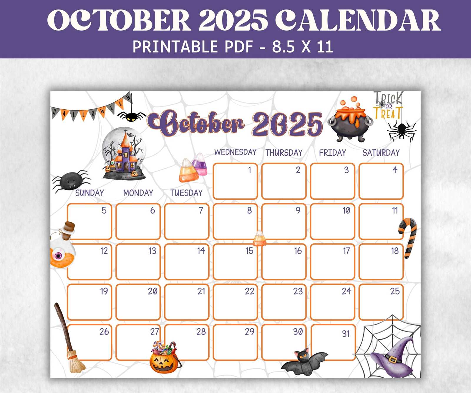 october halloween calendar template