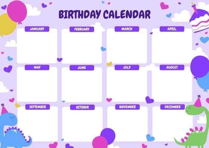 office birthday calendar template