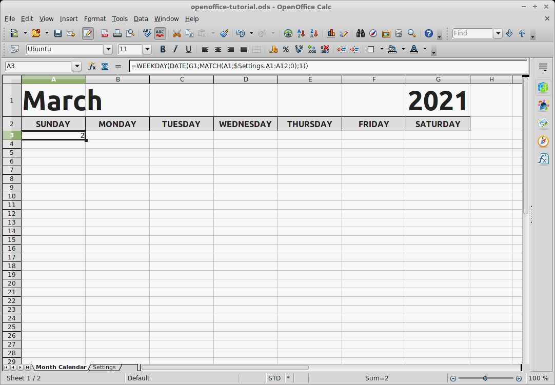 office monthly calendar template