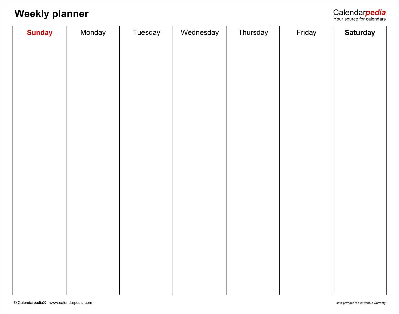 office weekly calendar template