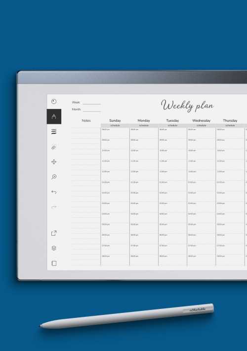 office weekly calendar template