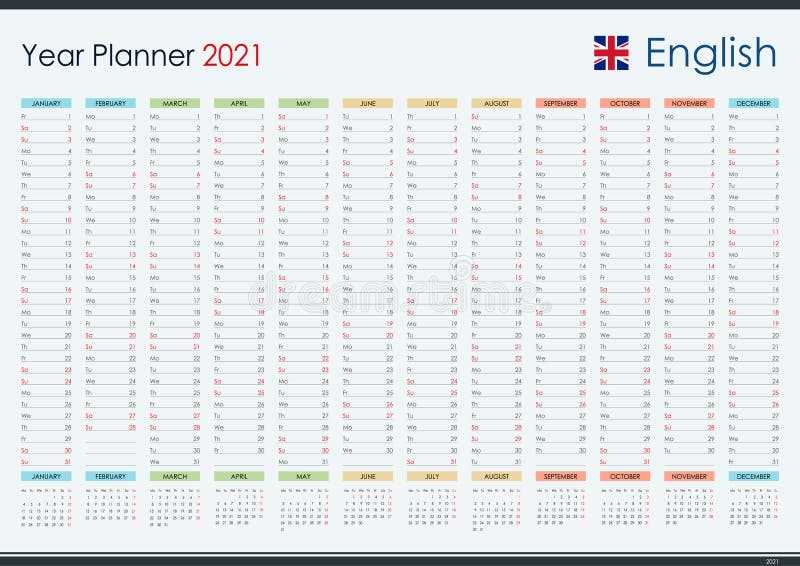 one page yearly calendar template