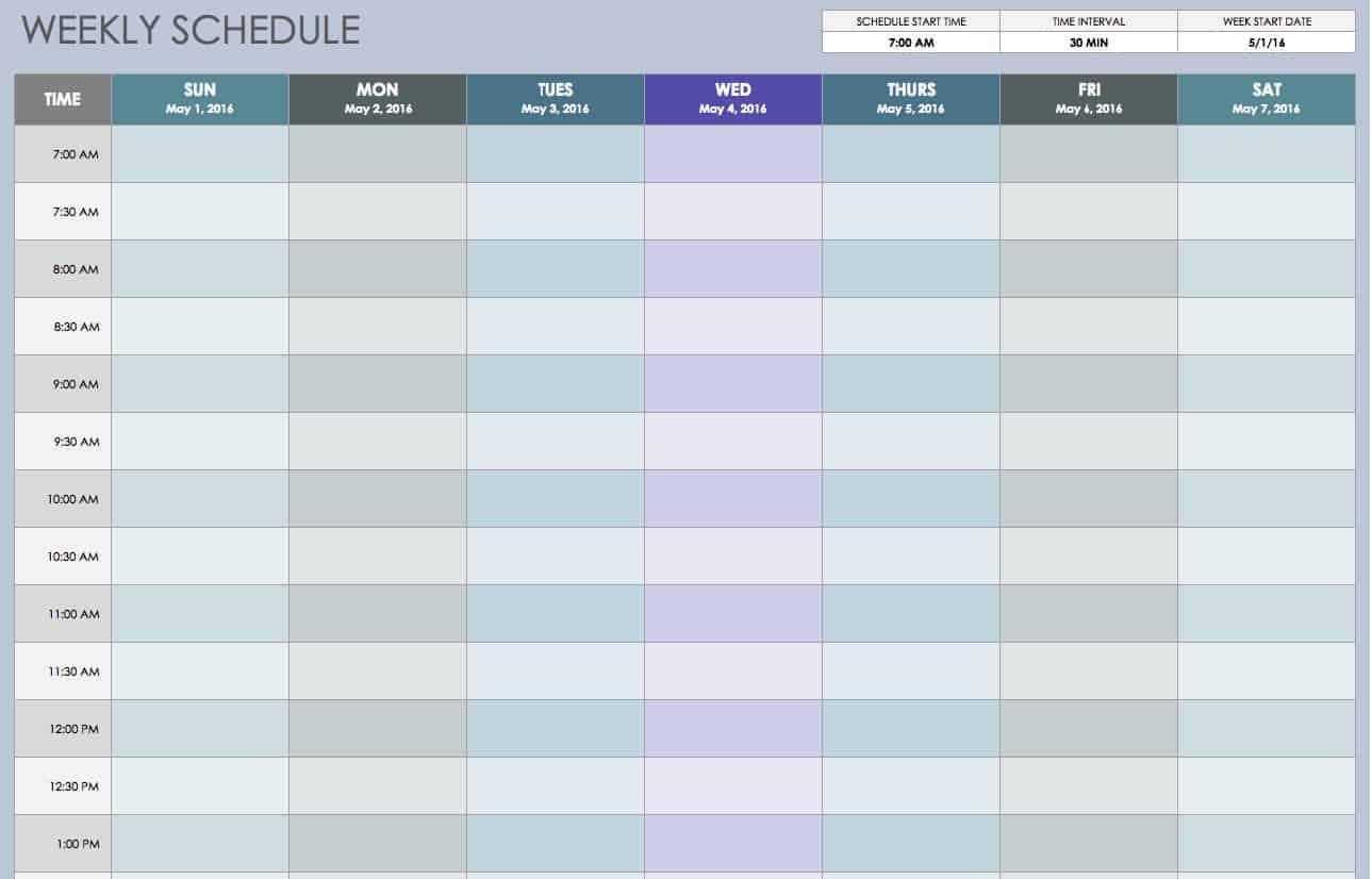 online weekly calendar template