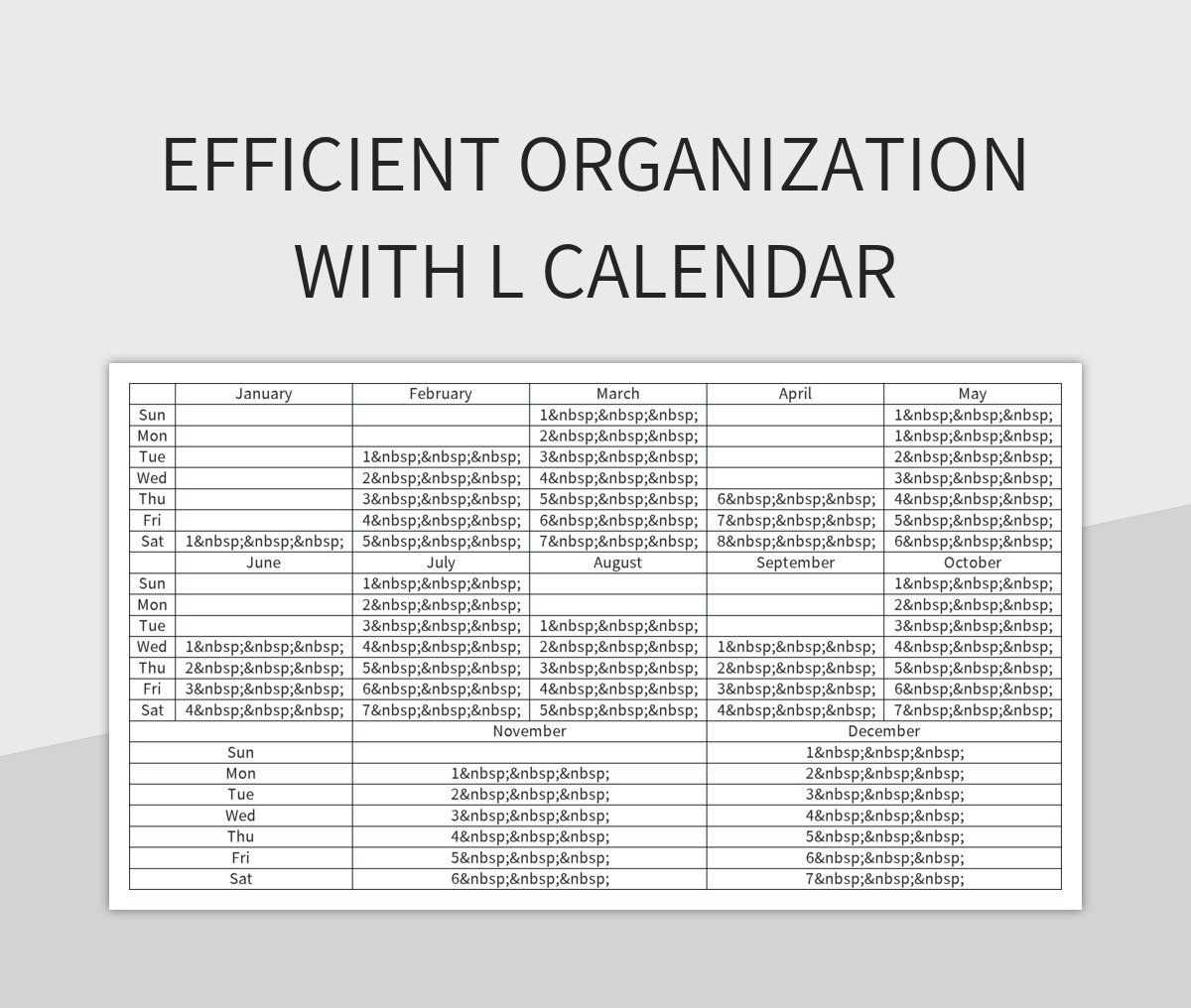 organization calendar templates