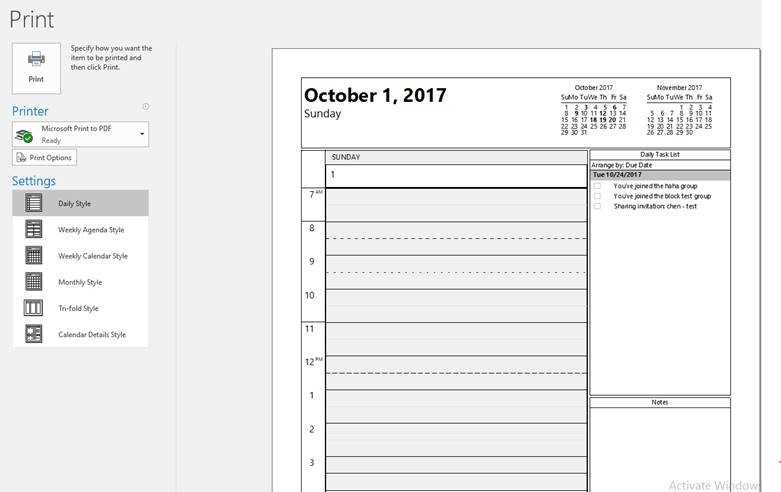 outlook daily calendar template