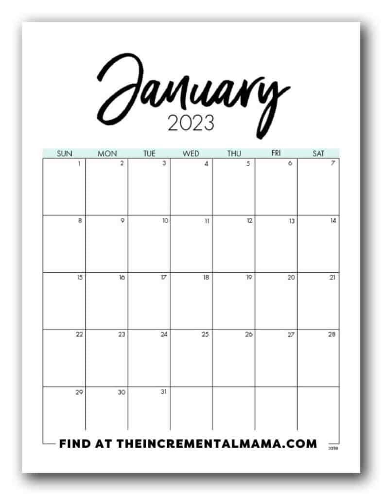 paper calendar template