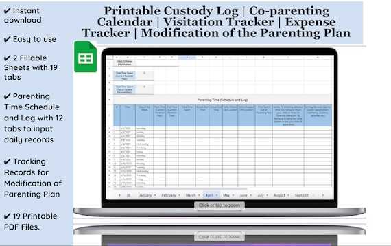 parenting time calendar template