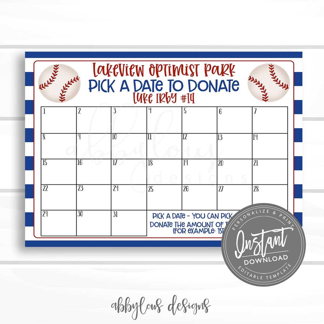 pay the date calendar fundraiser template free