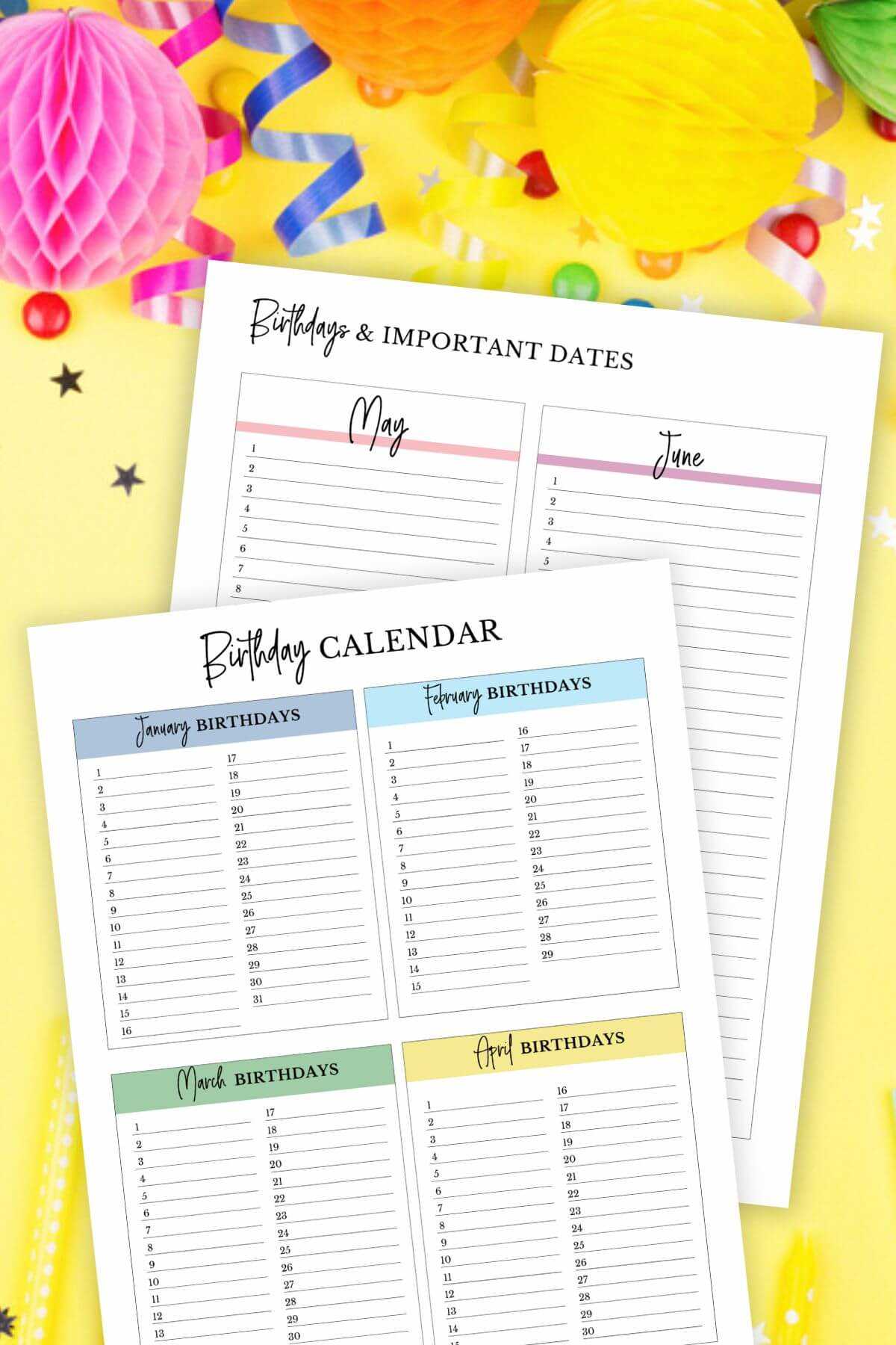 perpetual calendar template printable