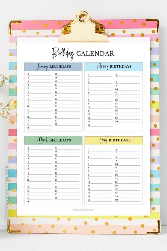 perpetual calendar template printable