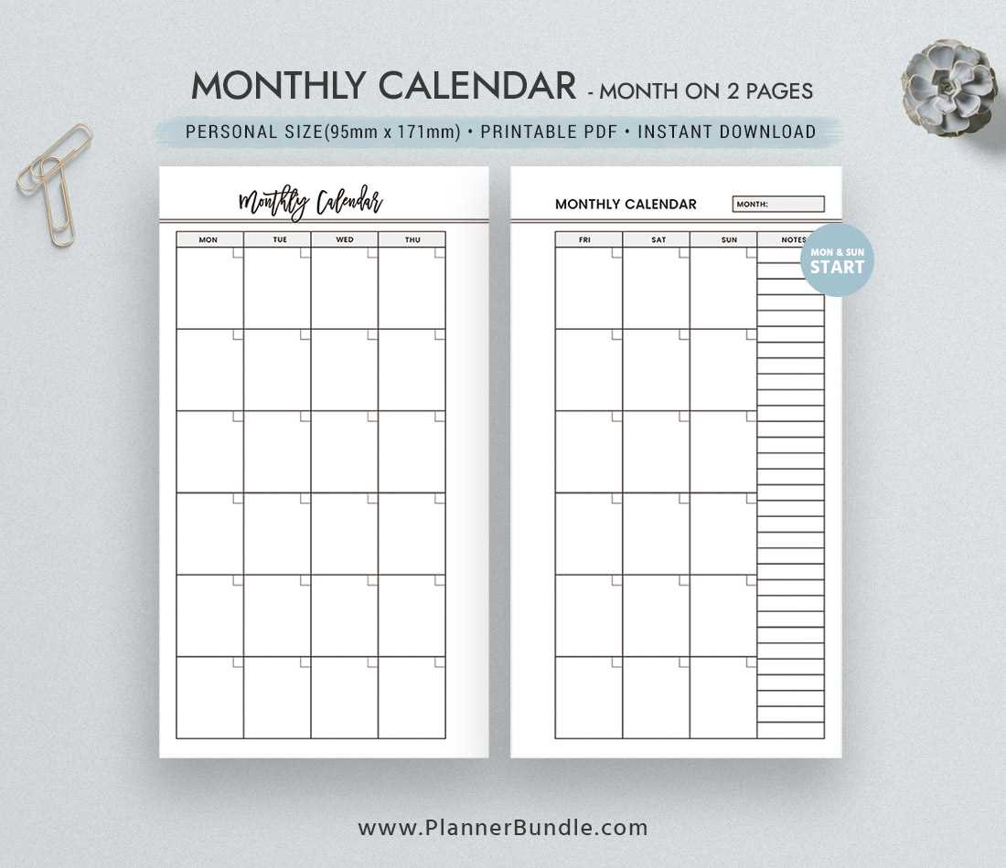 personal calendar template