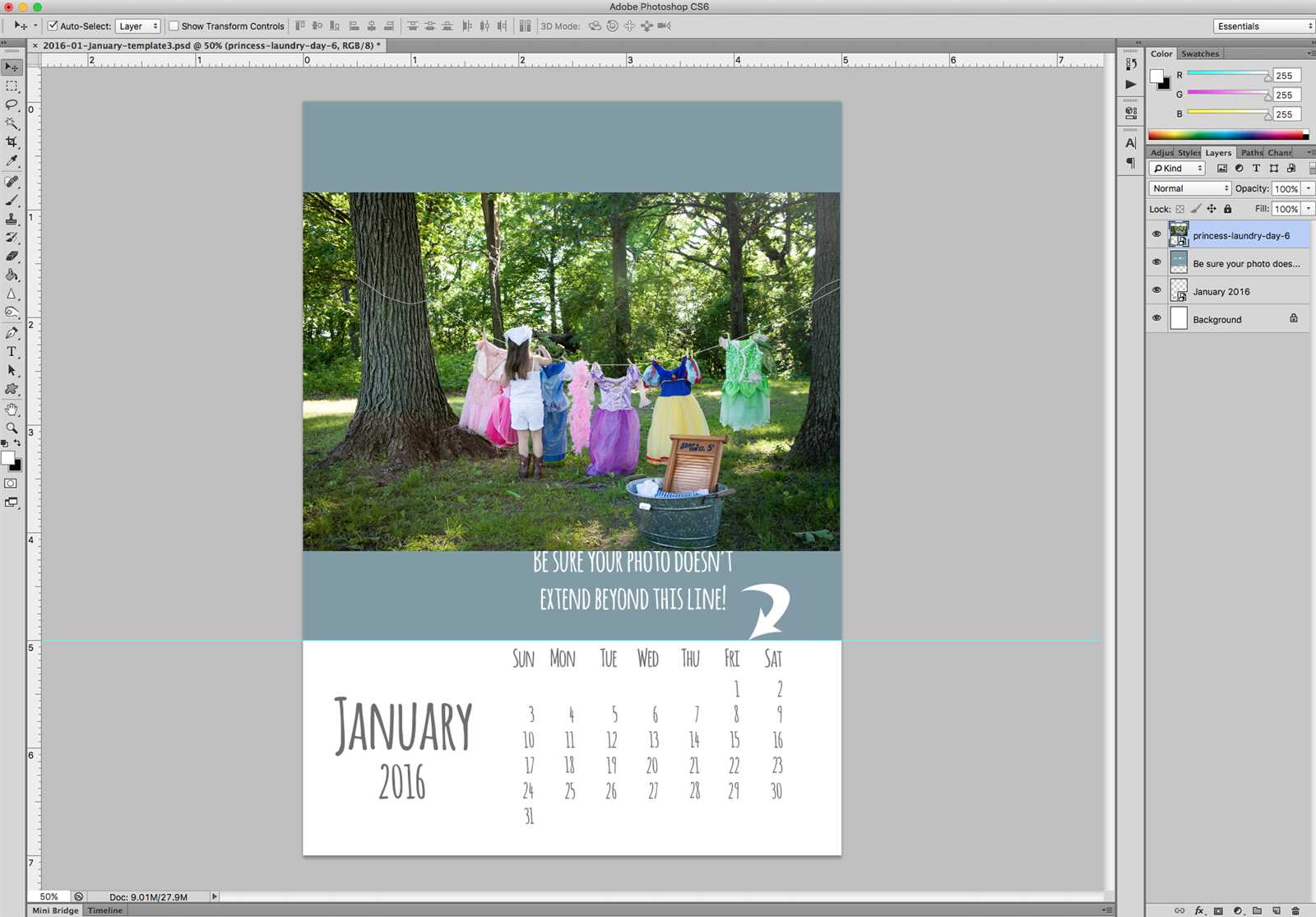 photoshop elements calendar template