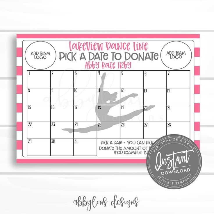 pick a date calendar fundraiser template free