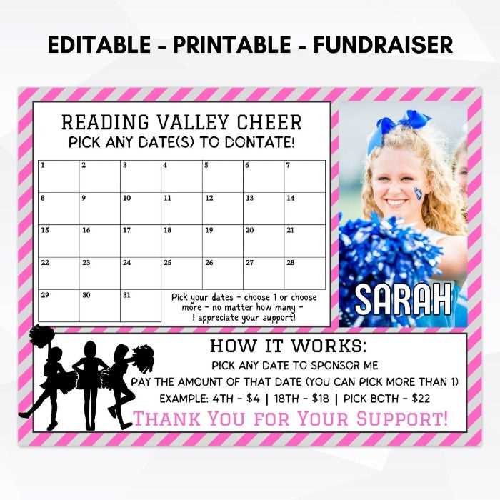 pick a date calendar fundraiser template free