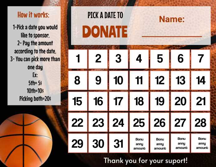 pick a date calendar fundraiser template free