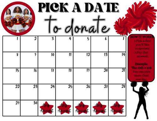 pick a date to donate calendar template